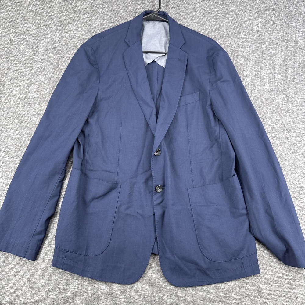 1901 Nordstrom Mens Navy Wool Sport Coat Blazer 44R Extra Trim Fit Made In Italy